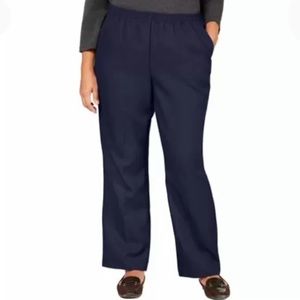 NEW Karen Scott Pull On Straight Leg Short Length Pants, Size 0X, Navy Blue